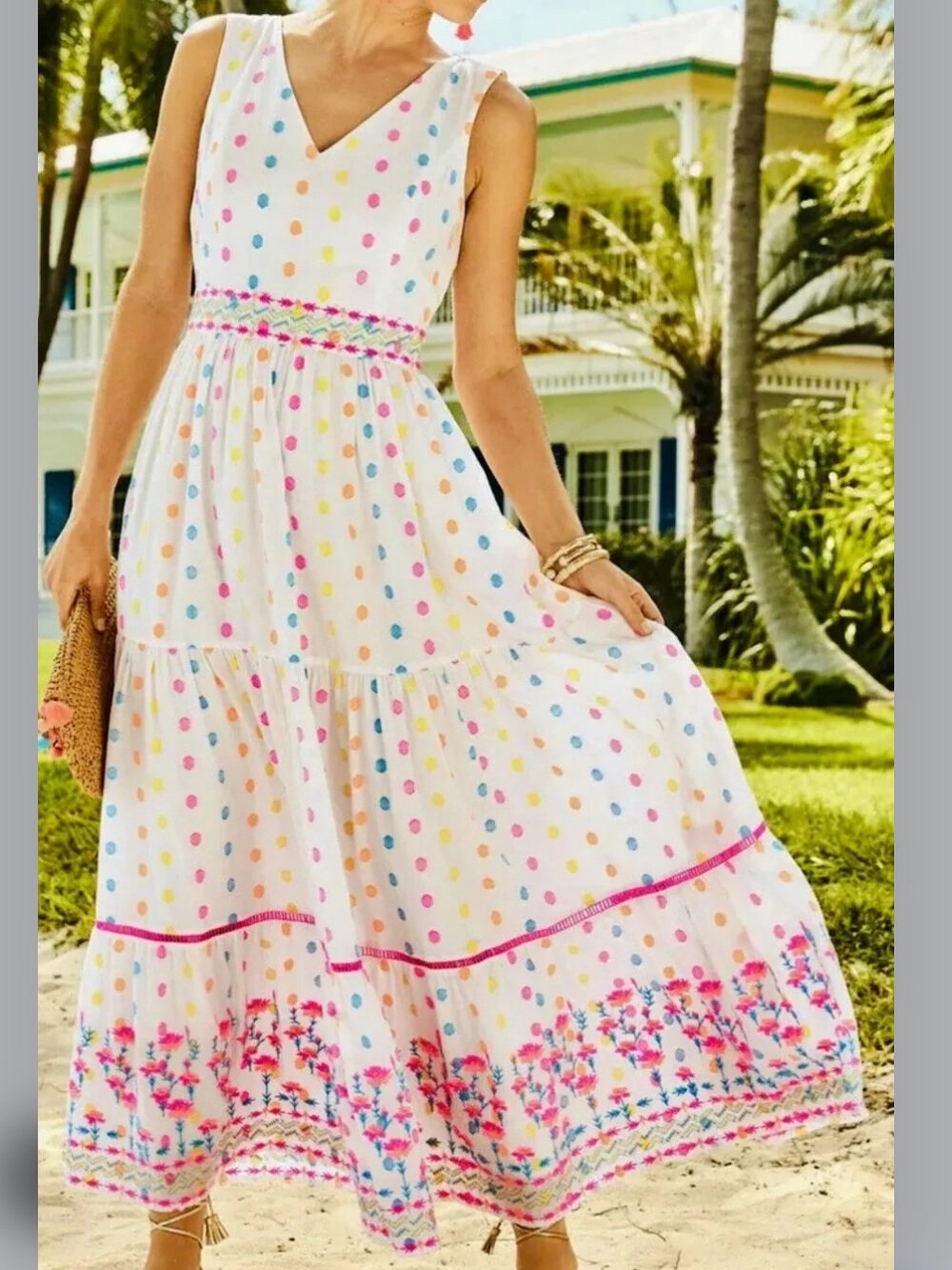 Lilly Pulitzer Charleen Maxi Dress Multi Tropical Dot Clip 8